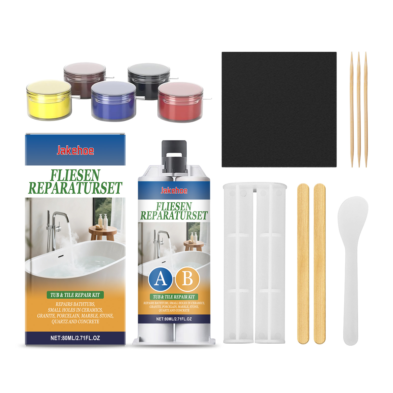 Ceramic Tile Floor - A+B Epoxy Putty Porcelain Repair Kit