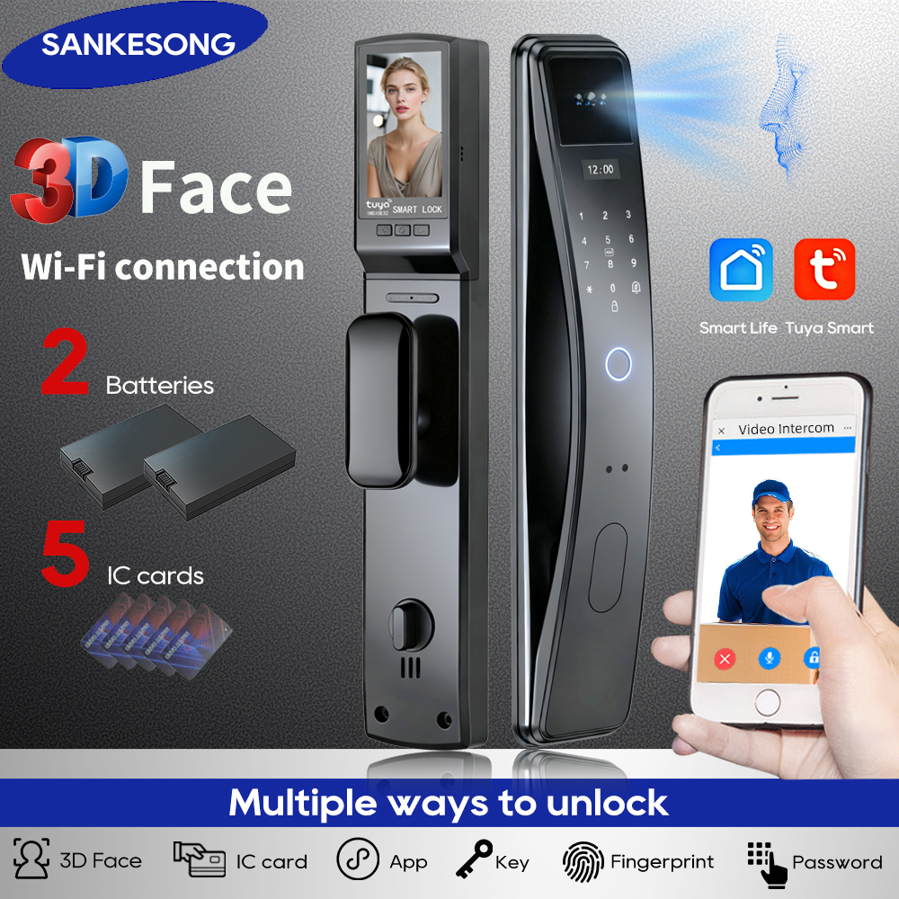 SANKESONG Tuya Smart 3D Face D - مراجعة Glass Door Hinge وسعره