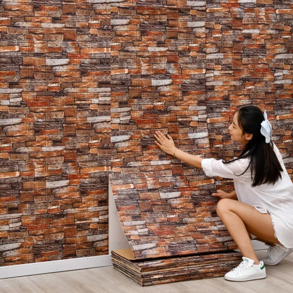 70cm*1m  3D Brick Pattern Wall - مراجعة Pvc Panel Background وسعره