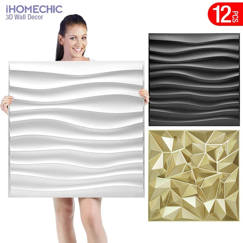 12pcs 50x50cm Champagne gold c - مراجعة Pvc Panel Background وسعره