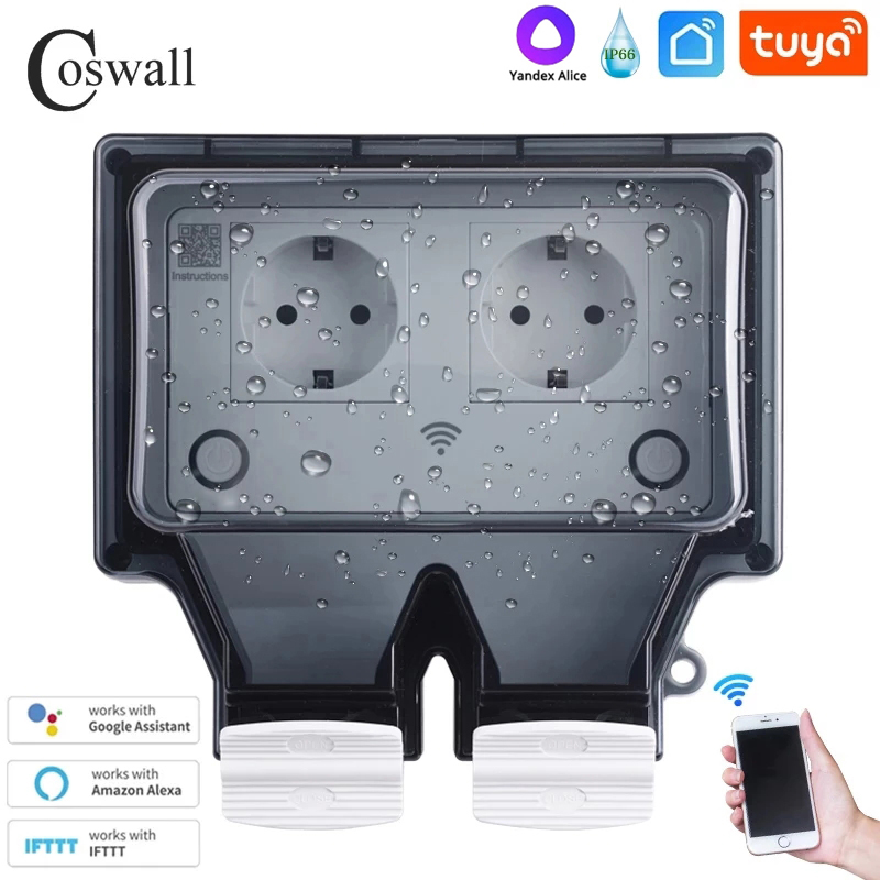 Coswall Tuya Wifi Yandex Alice - مراجعة Timer Dual Outlet وسعره