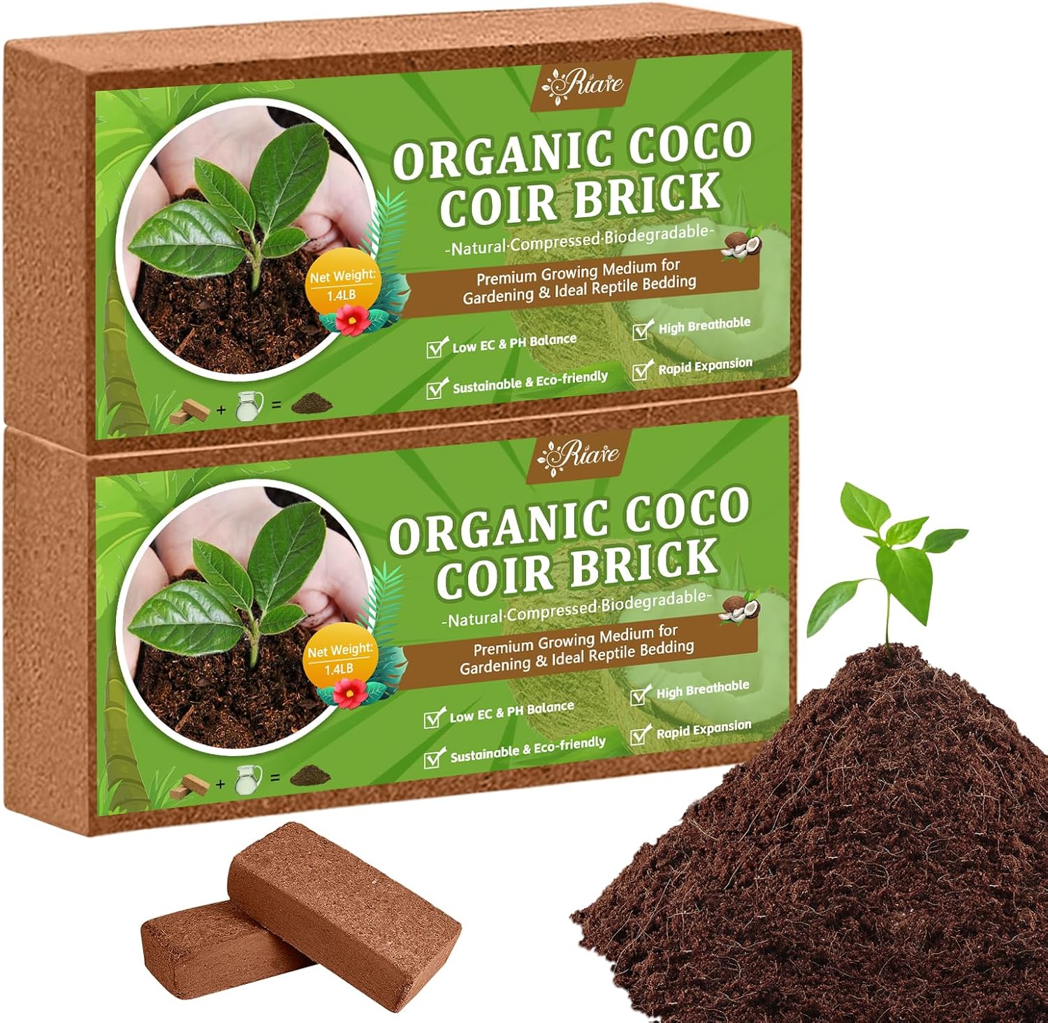 2pcs Organic Coco Coir Bricks  - مراجعة Substrate Coconut Fiber وسعره