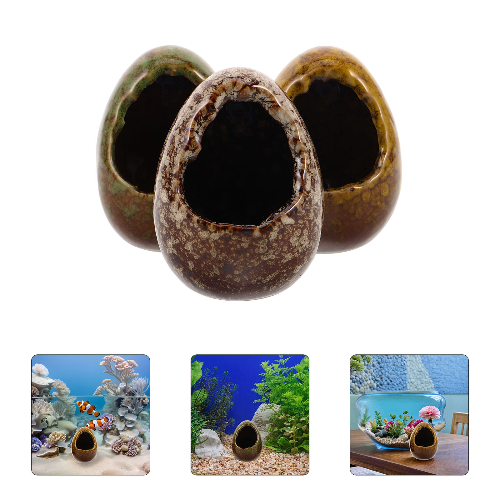 3 Pcs Fish Shelter Aquarium Hi - مراجعة Hide Cave Ceramic وسعره
