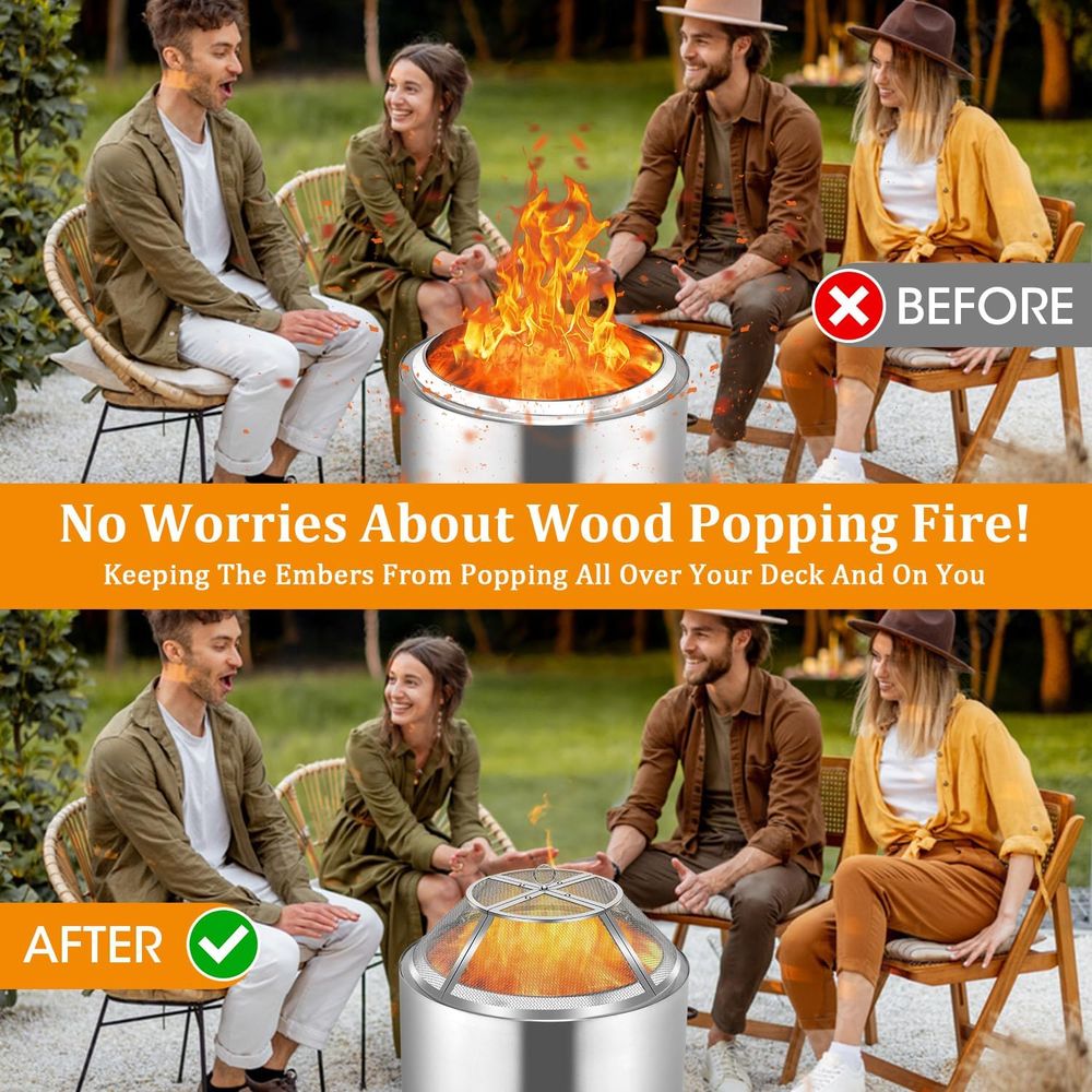 19.5 Stainless Steel Fire Pit  - مراجعة Screen Top Mesh وسعره